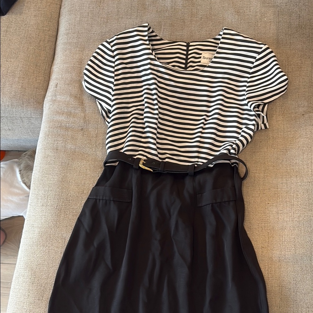 Danny & Nicole Black and White Striped Midi Dress